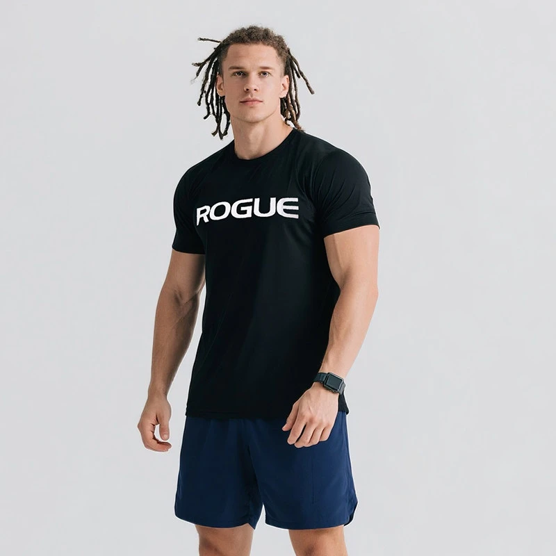 Herren-Trainings-T-Shirt mit kurzen Ärmeln für umfassendes Training, Kniebeugen, Laufen und Fitness, Unisex-Modell für Männer und Frauen – Detail 2
