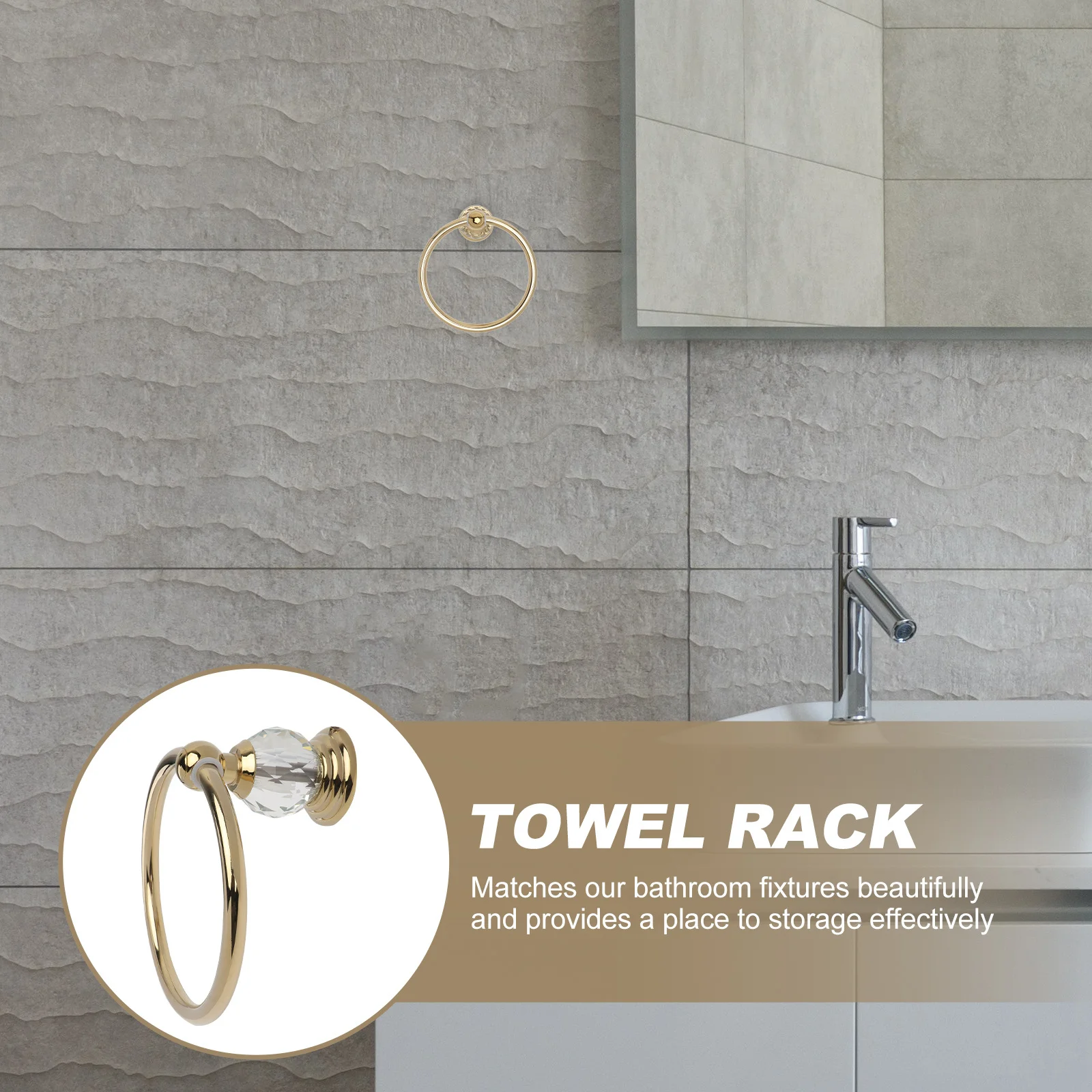 

Stainless Steel Towel Ring Golden Color Retro Design Bathroom Accessory Durable Rustproof Space Saving Elegant Decorative