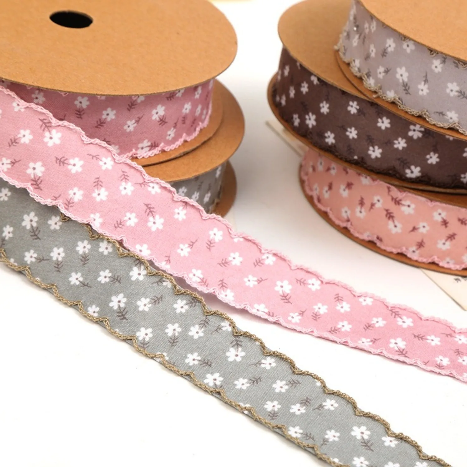 8yards Morandi Color Floral Cloth Lace Ribbon Multi-purpose Creative Gift Packaging Bow Material Floral Decoration Accessories