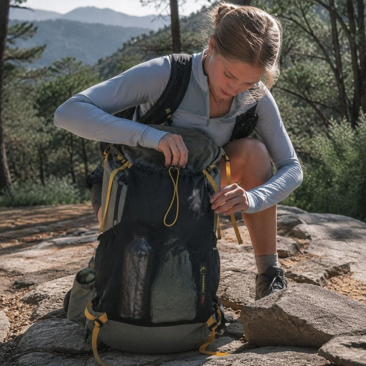 Abnehmbare Rucksack-Netztasche, Mehrzweck-Außen-Erweiterungstasche für Wandern, Radfahren, Reisen - Aufbewahrungstasche Rucksack-Zubehör – Detail 7
