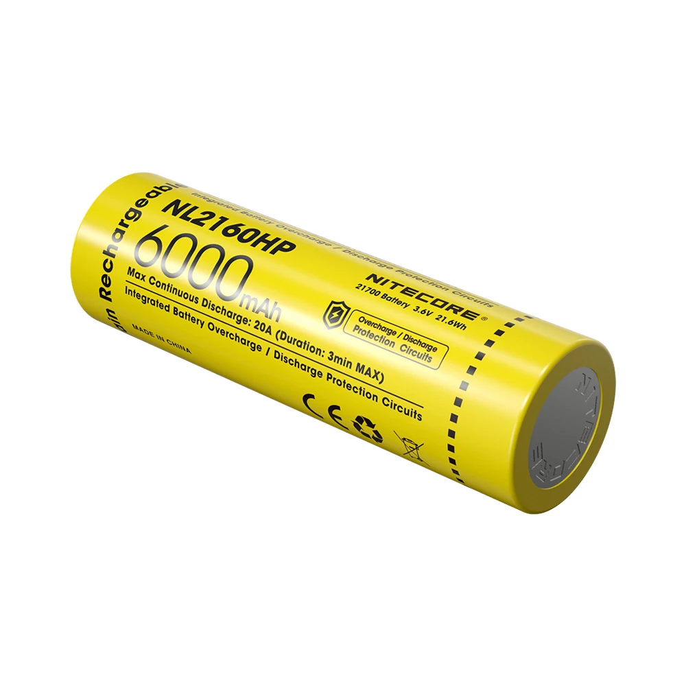 Imagem -03 - Bateria Recarregável Nitecore com Lanterna Livre Nl2160hp 6000mah 21.6wh 3.6v 20a