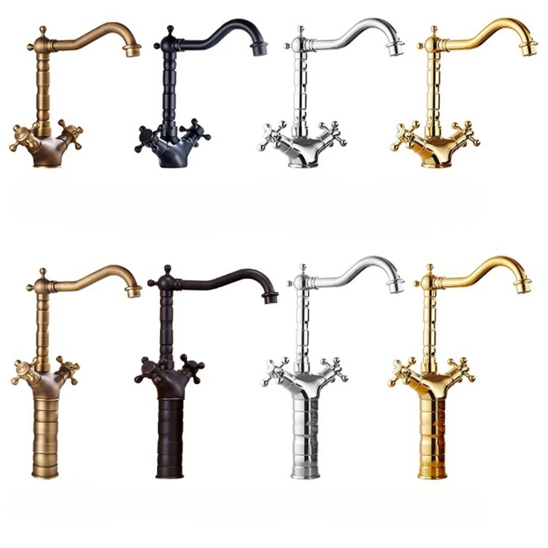

Золотой смеситель для ванной комнаты, антикварный бронзовый смеситель для раковины, смеситель для раковины с горячей и холодной водой, хромированный смеситель для умывальника, латунный черный смеситель для раковины, смеситель для кухни