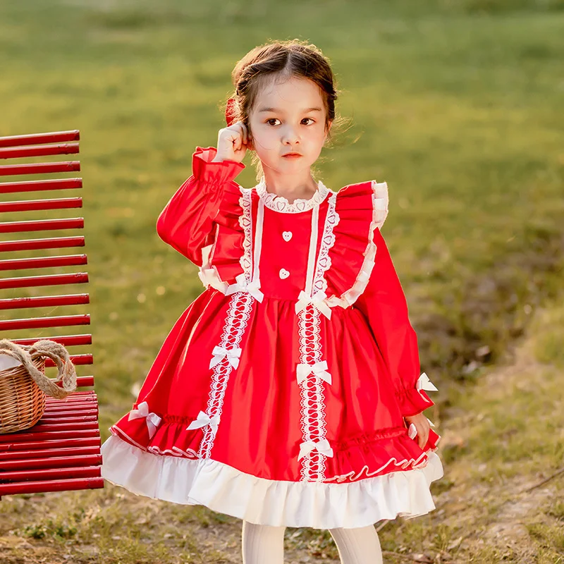 Autumn New Girls Lolita Skirt Middle and Young Children's One Year Old Princess Dress Spanish Children's Dress