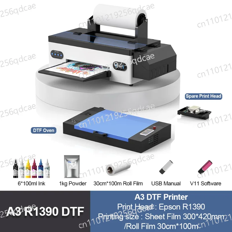 

A3 DTF Printer with R1390 Printhead Direct to Film DTF Printing Machine with Powder Shaker for Clothes T-Shirt Print