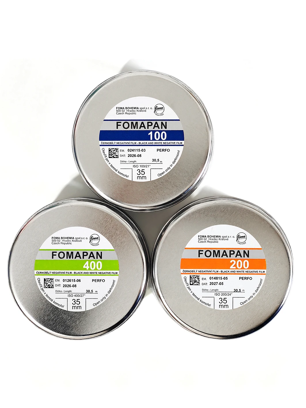Original FOMAPAN 100/200/400 135 30.5 m Czech Black And White Disc Film Reverse disc Packaging Disc (Shelf life: 2026)