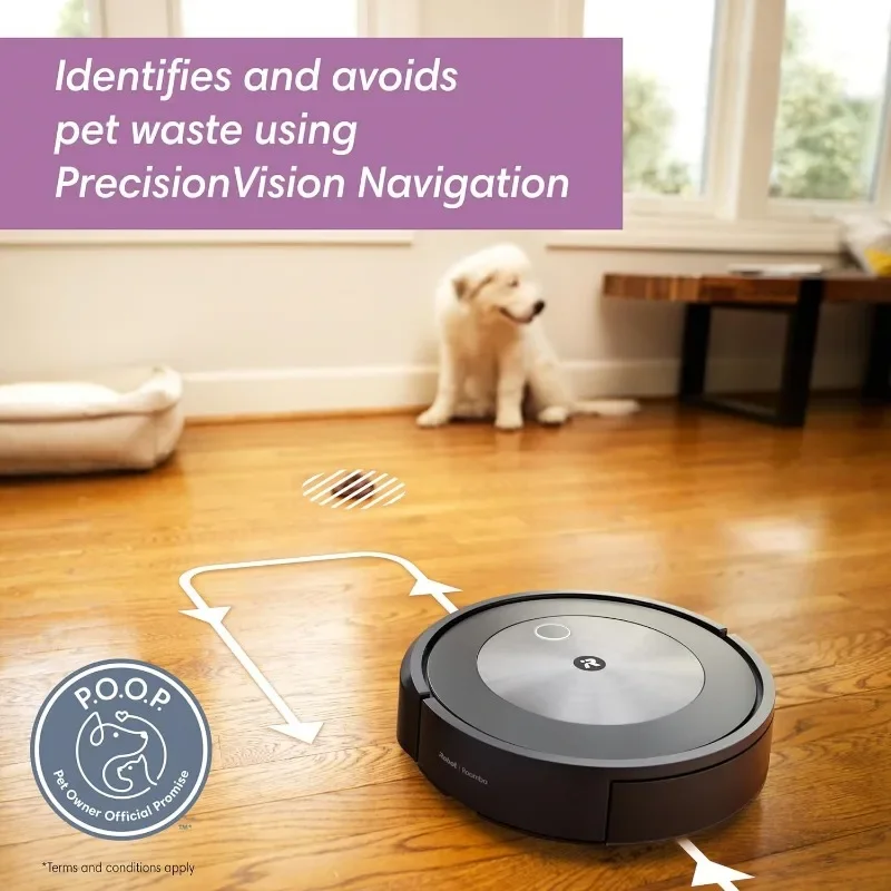 مكنسة iRobot Roomba j7+ (7550) الروبوتية ذاتية التفريغ - تستخدم الملاحة الدقيقة للرؤية لتحديد وتجنب الأشياء مثل الجوارب