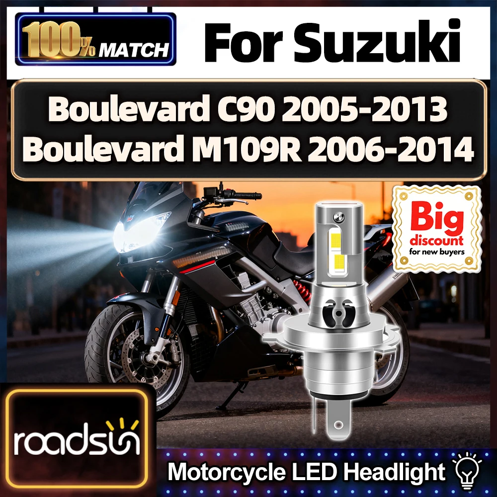 Roadsun para Suzuki bulevar C90 2005-2013 bulevar M109R 2006-2014 bombillas de faros LED para motocicleta ampollas de faros Hi/Lo para Moto