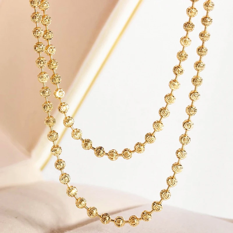 925 Sterling Silver 2mm Sparkling Diamond Chain Necklace for Women men 40cm - 60cm S925 Ball Beads Chain fit Pendant DIY Jewelry