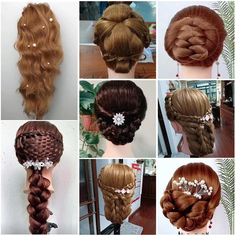 Doll Head 80% Real Hairstyle Model, 20-inch Apprentice Hairstyle Model Wig Curly Hair Knitting Makeup Model Head Model