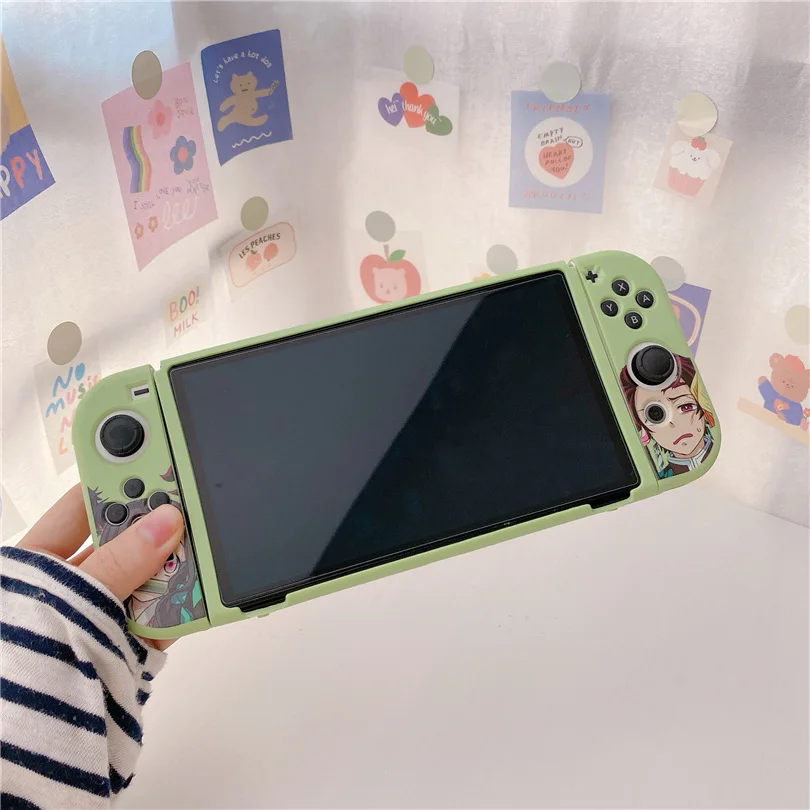 Bonito dos desenhos animados caso macio doca estação capa escudo protetor para nintendo switch oled ns console protetor de cristal pele
