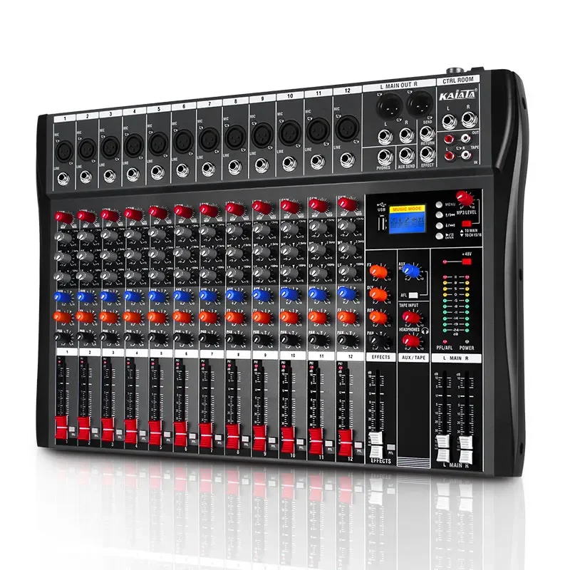 KAIKA CT12-7 12 channel mixing console with USB function suitable for home DJ  recording studio mixer audio