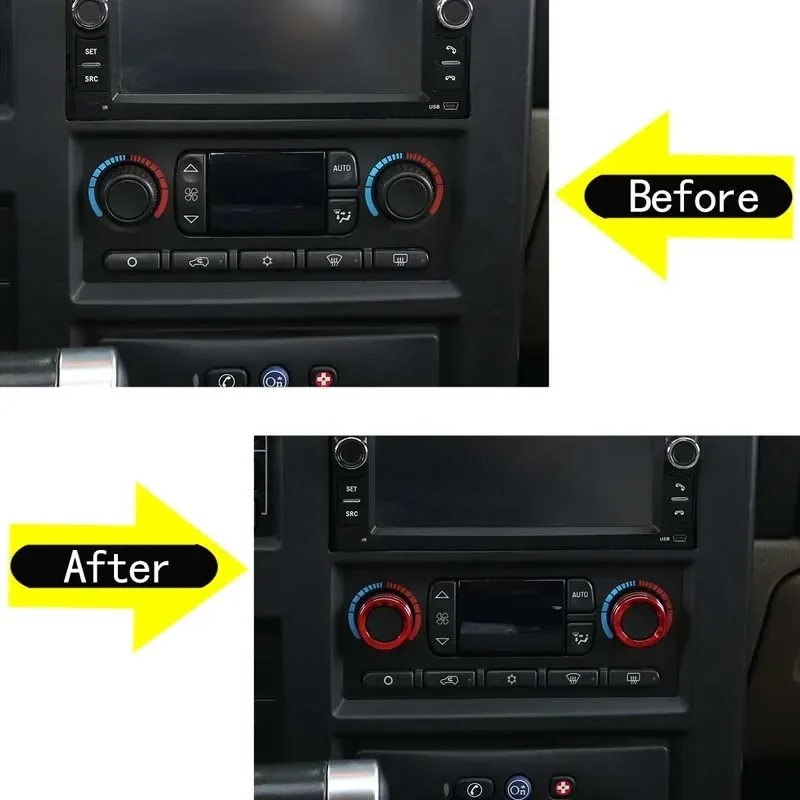 For 03-07 Hummer H2 air conditioning adjustment knob switch decorative ring ring aluminum alloy car interior accessories