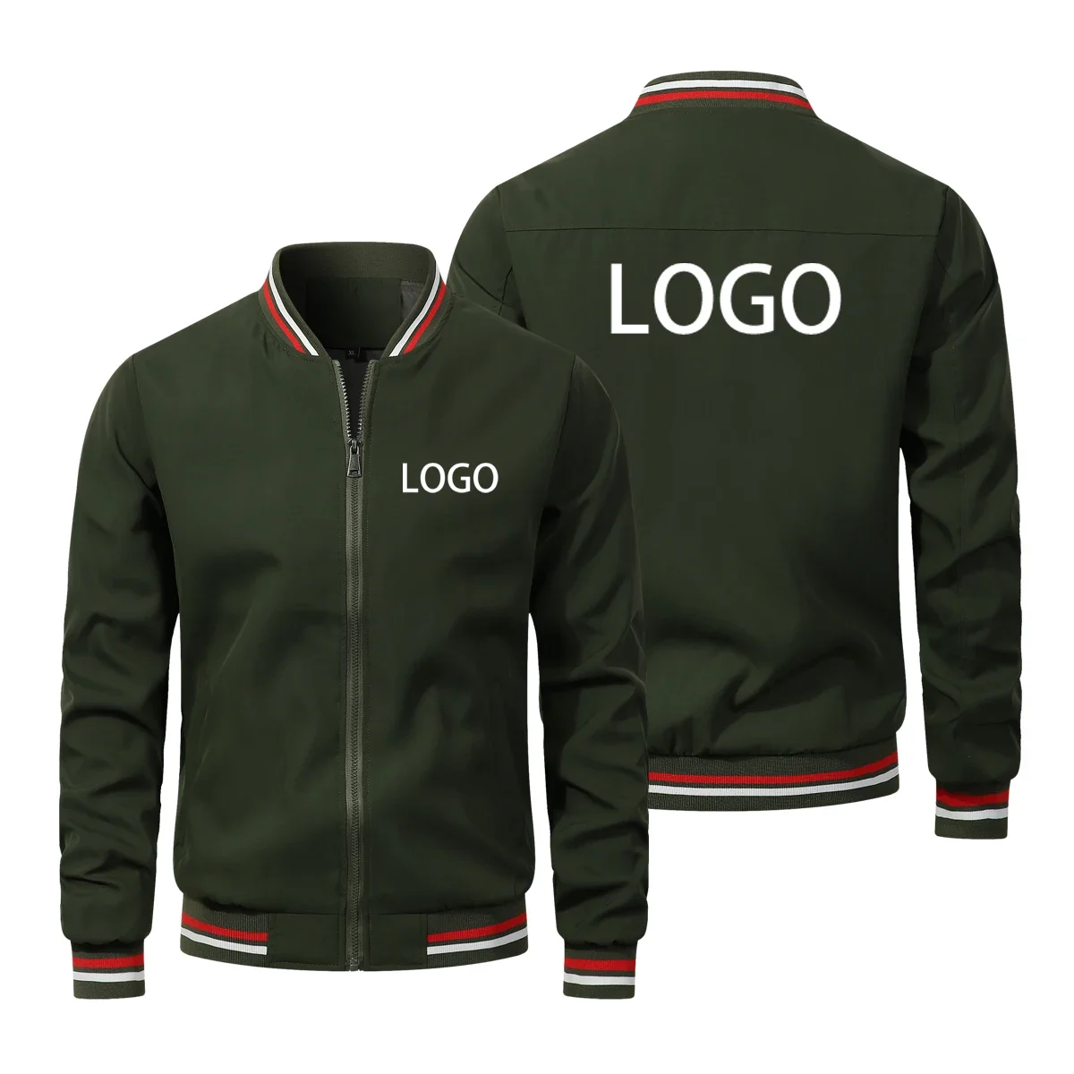 Giacche da uomo con logo personalizzato Marca Primavera Autunno Cappotto con cerniera con stampa antivento Tinta unita Moda Casual Giacca da MOTO maschile all'aperto