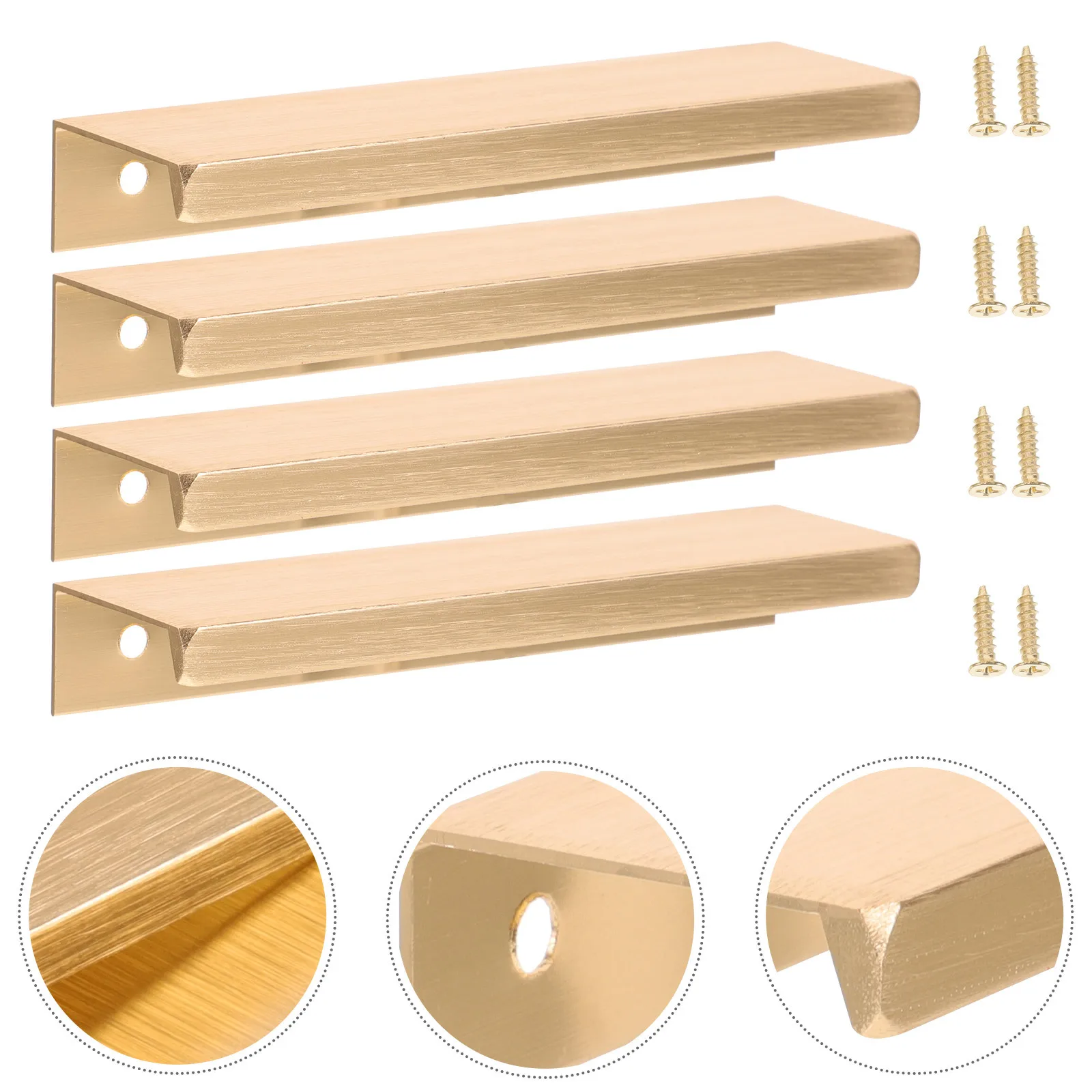 

4Pcs Gold Cabinet Edge Pull Modern Minimalist Hidden Drawer Pull Metal Finger Edge Drawer Pulls for Wardrobe Kitchen Cabinet