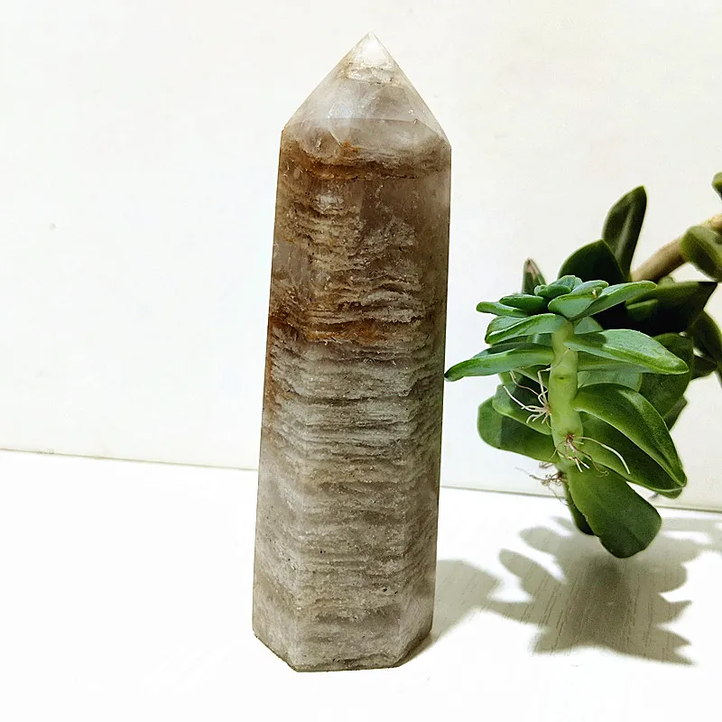 Natural Stones Thousand Layer Phantom Quartz Tower Wand Witchcraft Meditatio Reiki Healing Feng Shui Crystals Room Decoration