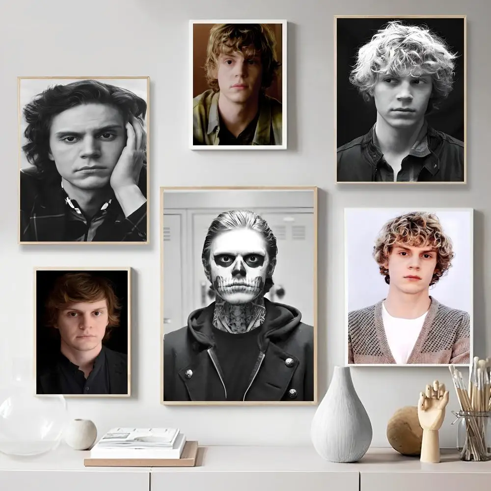 Evan Peters Actor Anime Poster Fancy Wall Sticker per soggiorno Bar Art Wall Stickers studio Home Living Room Decoration