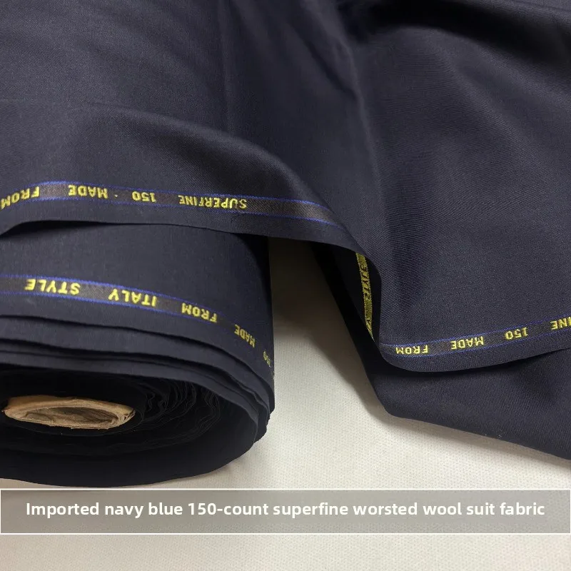 Navy Blue Wrinkle-Resistant High-Count Fine Worsted Wool Suit Fabric By Meter Trousers Business Gentleman Professional Suit S150