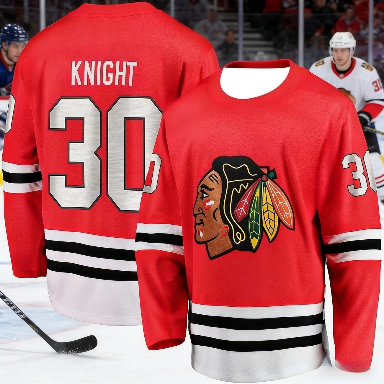 2026 Chicago New Men's Ice Hockey Sport Shirt - Red Breakthrough Edition - Breathable, Quick-Drying Long-Sleeved Shirt Kids