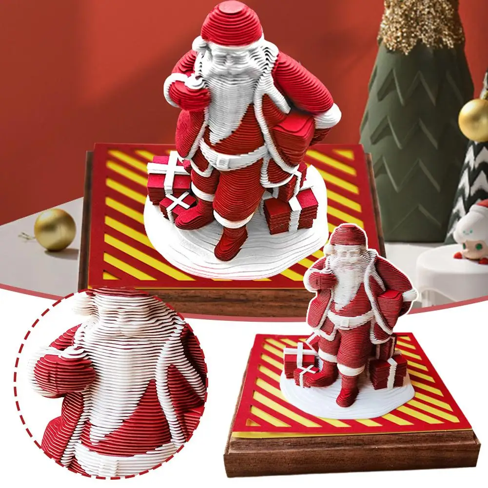 2025 New Christmas Gift 3d Stereoscopic Calendar Paper Sculpture Notes Note Sticky Claus Santa Creative Sticky Panorama U1P8