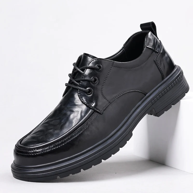 

Leather Shoes for Men Spring 2025 Leather Feet Wide Formal Business Men's Shoes Senior Sense Round Head Men's Casual Shoes