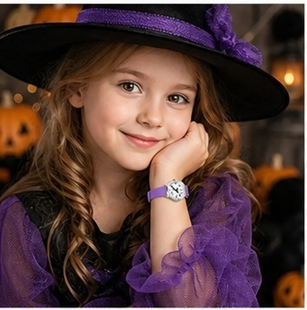 Glow In The Dark Watch Halloween Witch Pattern Quartz Watch Gift For Unique Light Up Timepiece