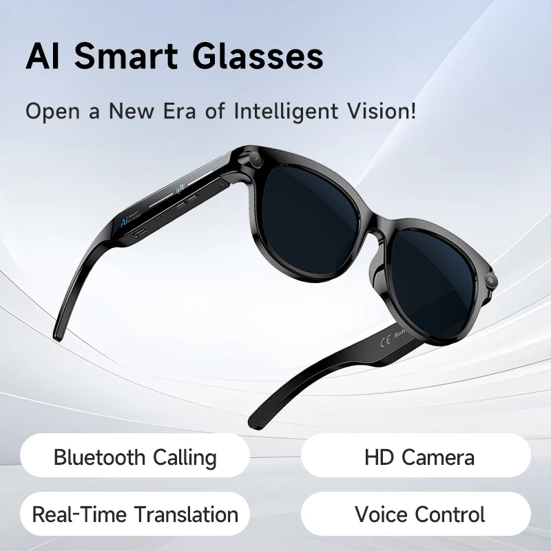 

New M89 AI Smart Glasses with 200W HD 1080P Camera Translation AI Voice Assistant Music Play Feature And LED Flashlight