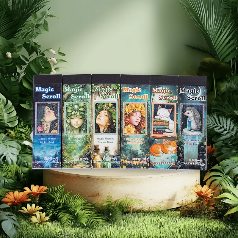 1 Packung/2 Packung Aufkleberbuch der Serie 50 Scroll 6 Stile mit 50 Blatt, ideal für Retro-Basisdekorationscollage