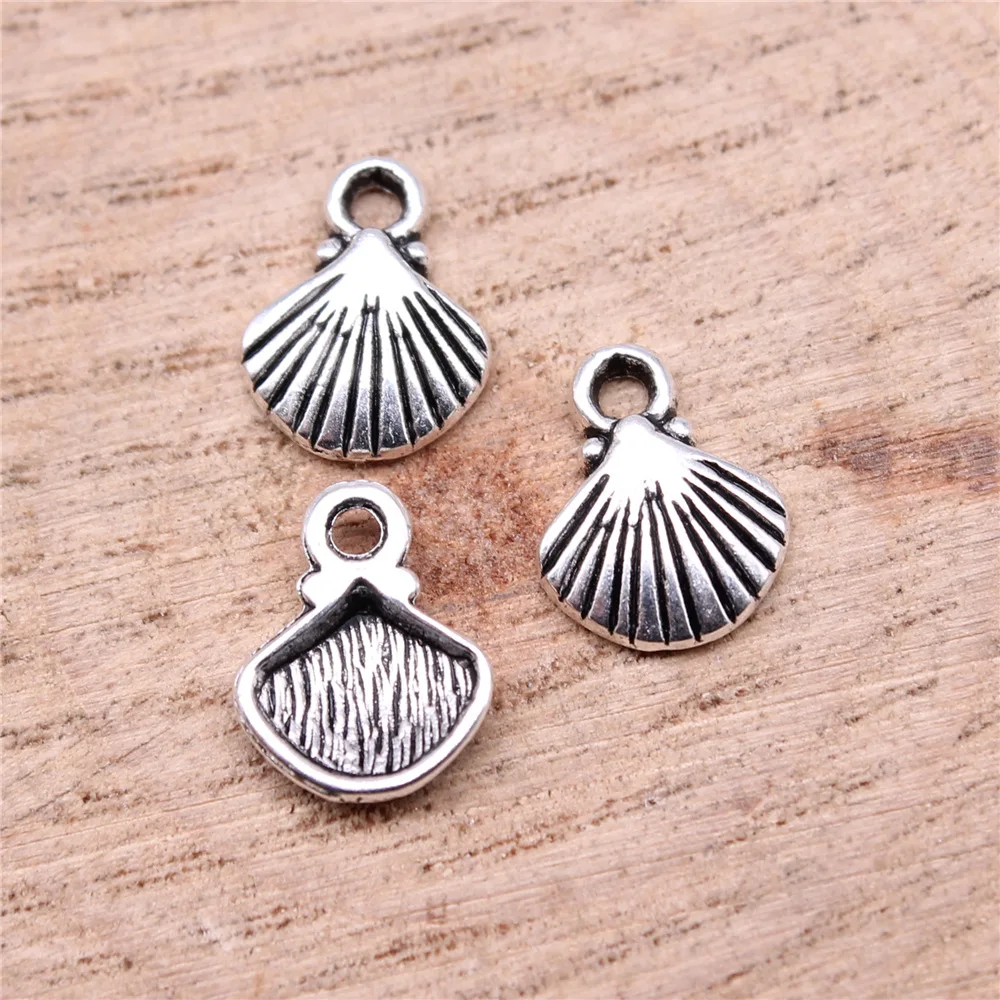 WYSIWYG 20pcs 12x9mm Antique Silver Color Shell Charms Pendant For DIY Jewelry Making Handmade Jewelry Craft Findings