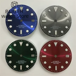 BLIGER 29mm Sun print dial blue green red grey with NH35 movement green luminous