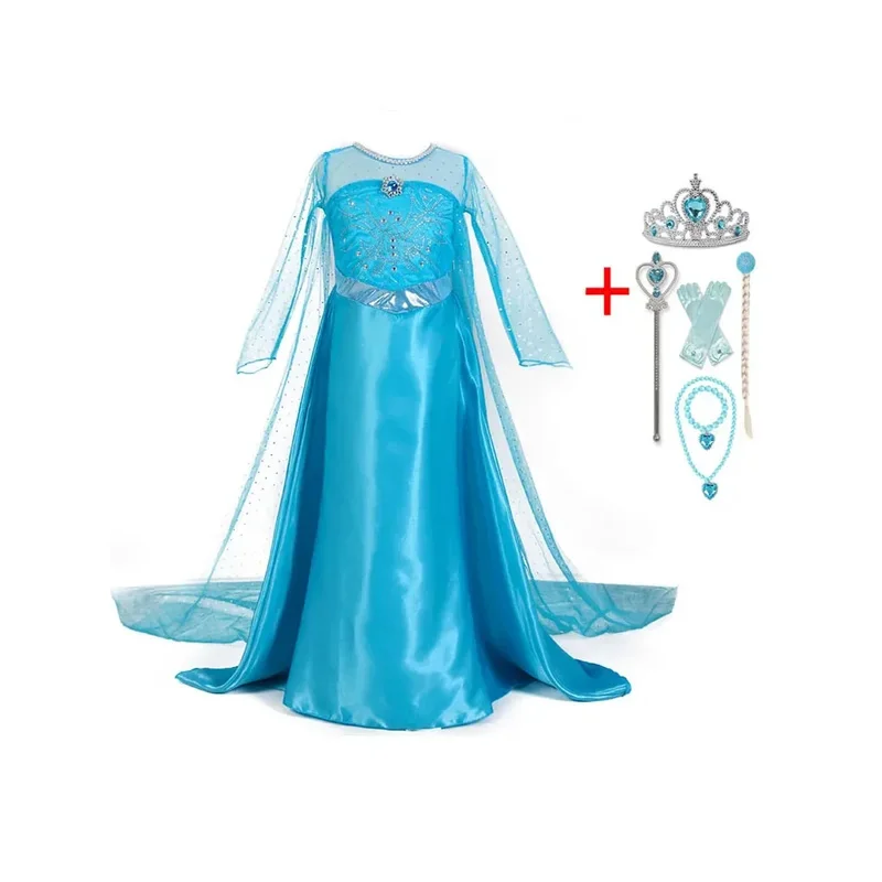 Costumes de princesse Elsa pour filles, vêtements de fête d'Halloween, cosplay pour enfants, reine des neiges, vêtements Kiev illage de paupières pour enfants, pli jouant, MN9