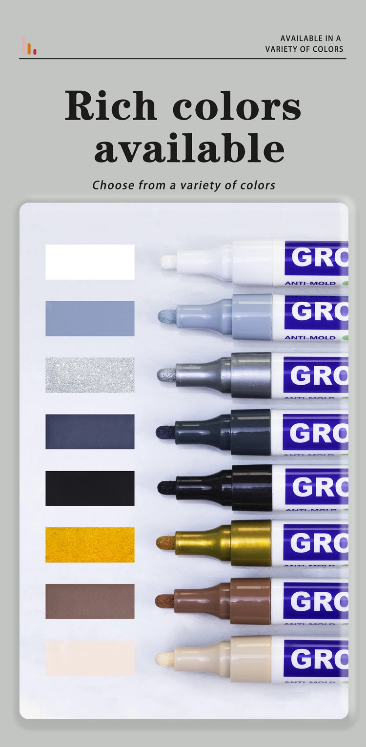 Weißer Fugenstift in 8 Farben, Wasserfester Wandfugen-Restaurierungsstift für Badezimmerwand und Boden, Dekontaminations- und Nahtreparaturstifte – Detail 11