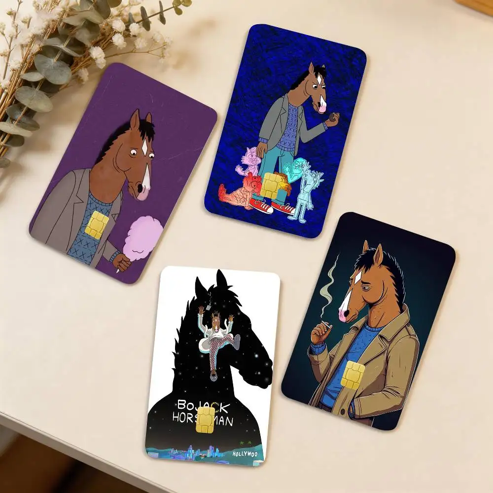B-BoJack Horsemans 4pcs 1Set Card Stickers Small Waterproof Chip 4PCS Card Sticker Anti-Scratch