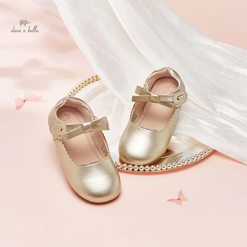 Dave Bella Fashion Children Casual Shoes Flat Shoes Kids Girls Wedding Shoes Princess Leather Shoes Girls Party Shoes DB1247875