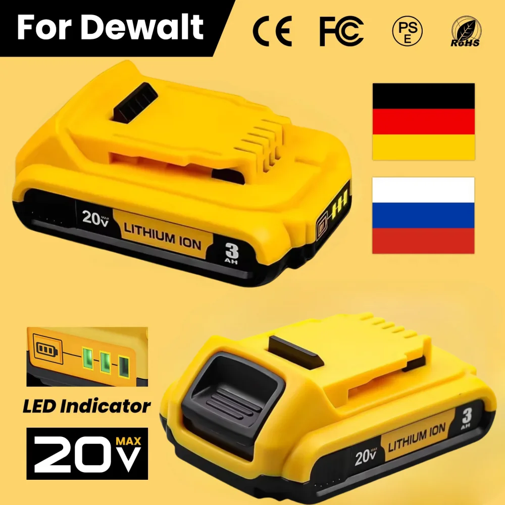 

DCB203 Li-ion Battery 18Volt 20V 3.0Ah For Dewalt Max Tools DCB205 DCB206 DCB204 DCB200 DCB182 DCB180 DCB230 DCD DCF DCG Series.