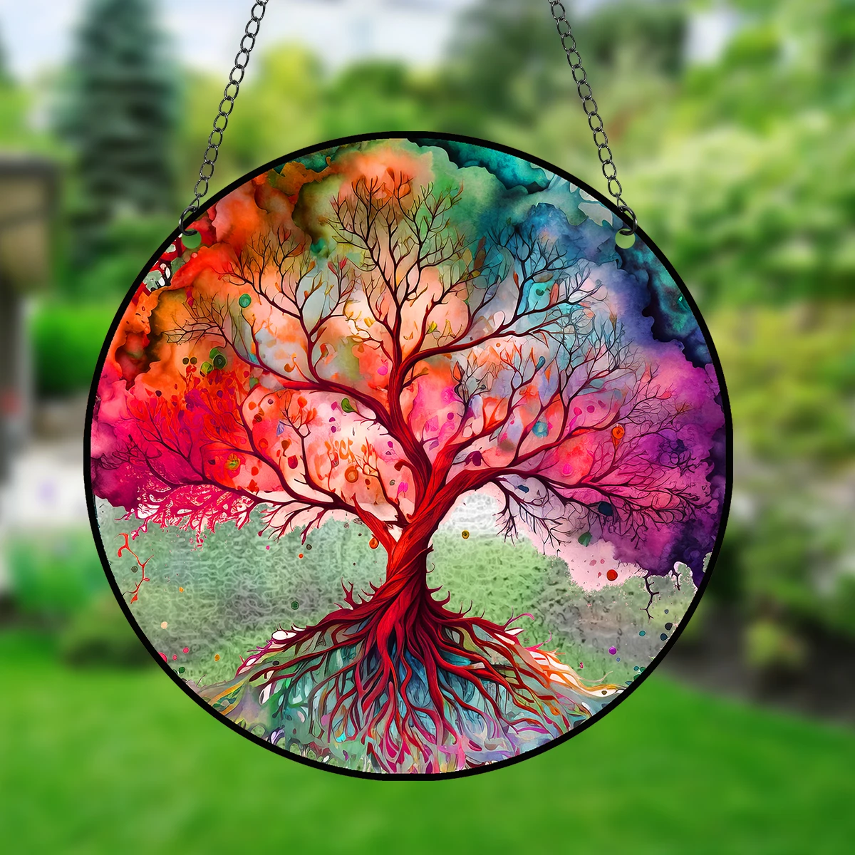 Glass Pattern Tree of Life Stained Window Hangings,Tree of Life Suncatchers Home Decoration Kitchen Living Room Decor