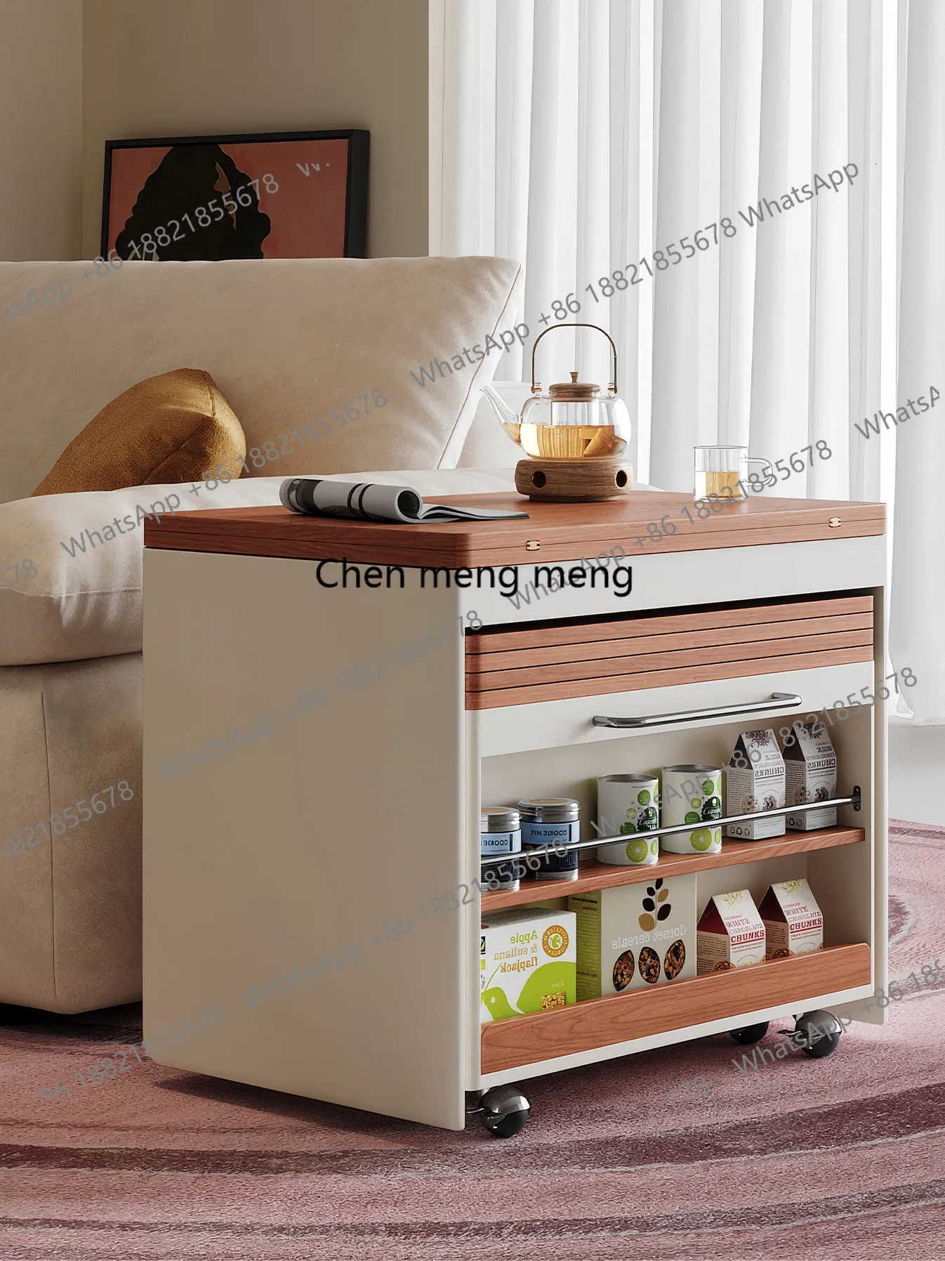 Movable coffee table household retractable folding coffee table  two-in-one dual-purpose tea table
