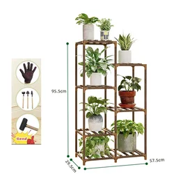 Multi Tier Indoor Wooden Plant Rack Outdoor Small Space Display Rack Corner Living Room Garden Flower Pot Stand