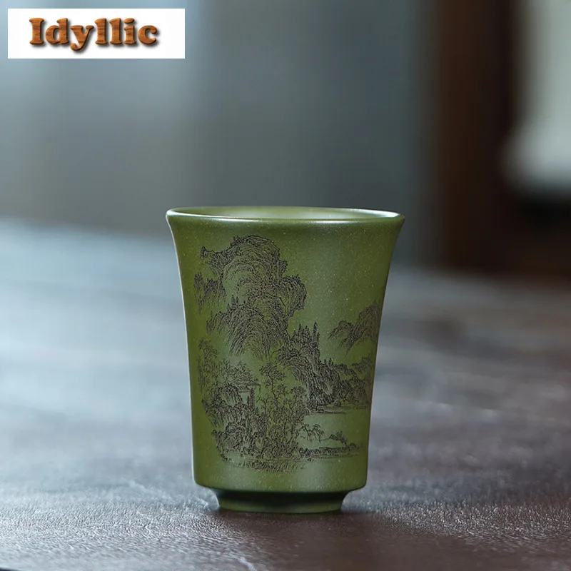 

100ml Yixing Zisha Landscape Teacup Zen Tea Bowl Beautiful Tea Cup Tea-tasting Meditation Cup Jianzhan Master Cups Drinkware