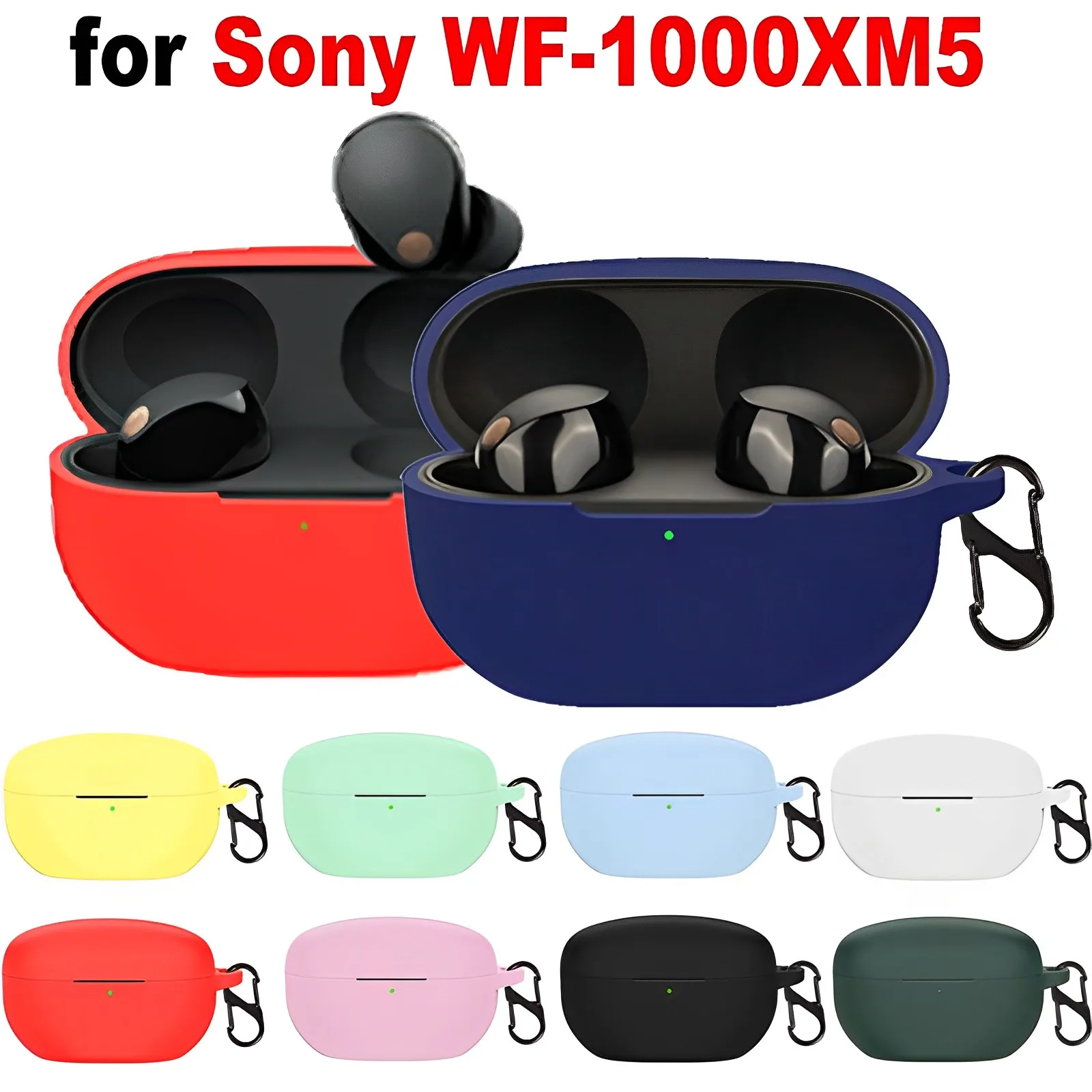 Soft Silicone Protective Case For SONY WF-1000XM5 Earphone Cover Protector With Hook Charging Box Cover For SONY WF 1000 XM5