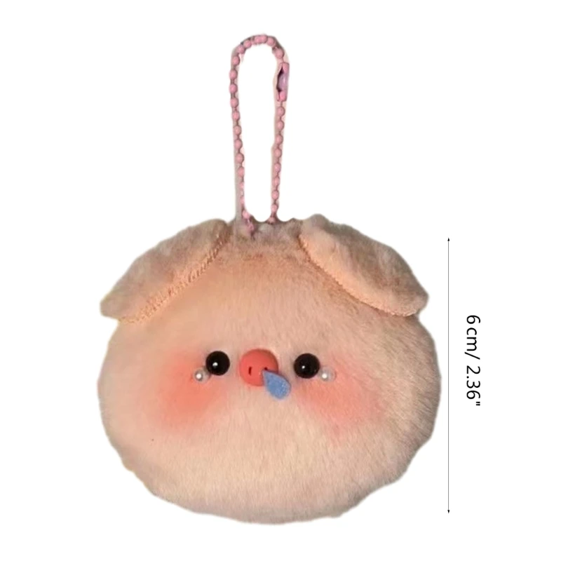 Adorável mini chaveiro de pelúcia porquinho desenho animado chaveiro porquinho squeaky decoração de mochila