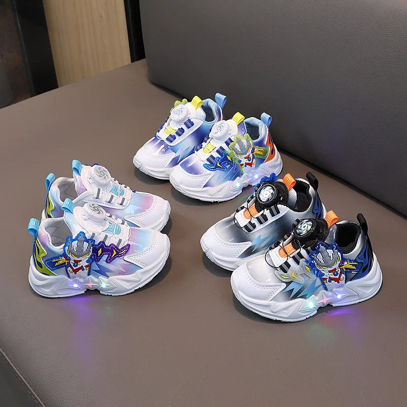 Kids Glowing Light Shoes Kids Shiny Light Sneakers Children\'s Fashion Breathable Light-up Sneakers Girls Bright Velcro LED Shoes