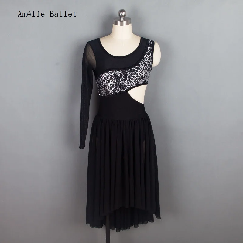 18589 جديد أزياء الرقص الغنائي والمعاصر شبكة سوداء والدانتيل فستان الباليه أزياء رقص الفتيات والنساء فستان الباليه