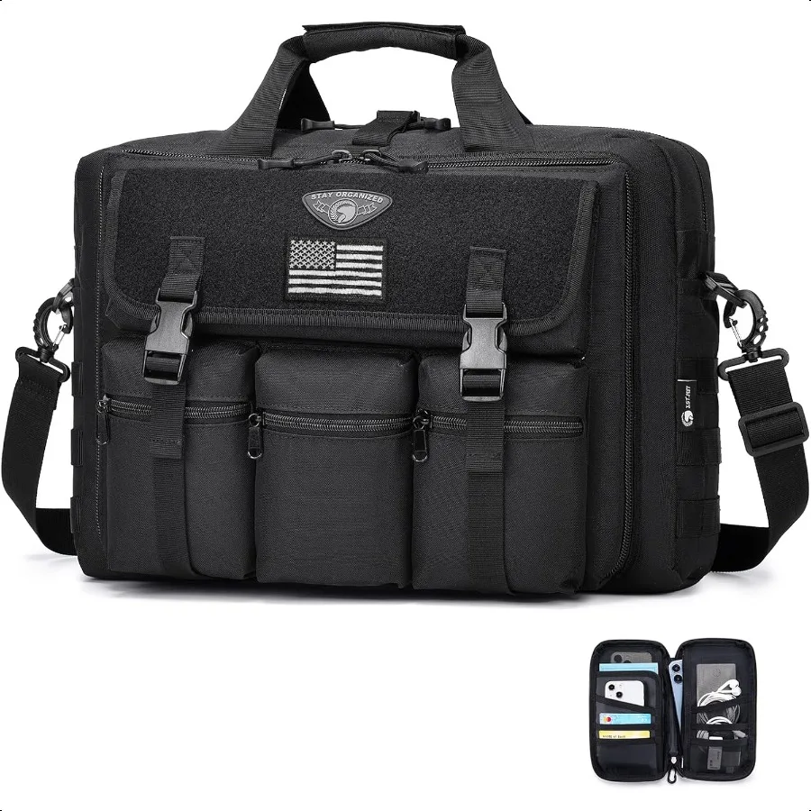 

Large Tactical Laptop Bag for Men17.3 Inch Computer Bag Briefcase with Passport Wallet Carry on Menger Bag