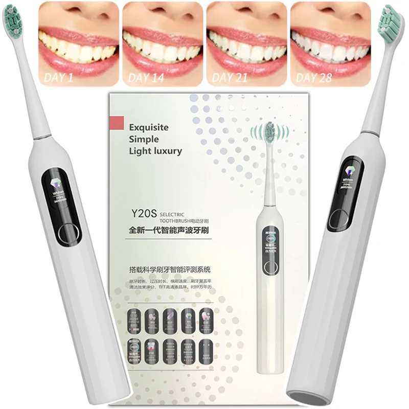 

Electric Sonic Toothbrush Adult Smart Timing Tooth Brush Teeth Clean Whitening Fast USB Rechargeable Toothbrush Replacement Head