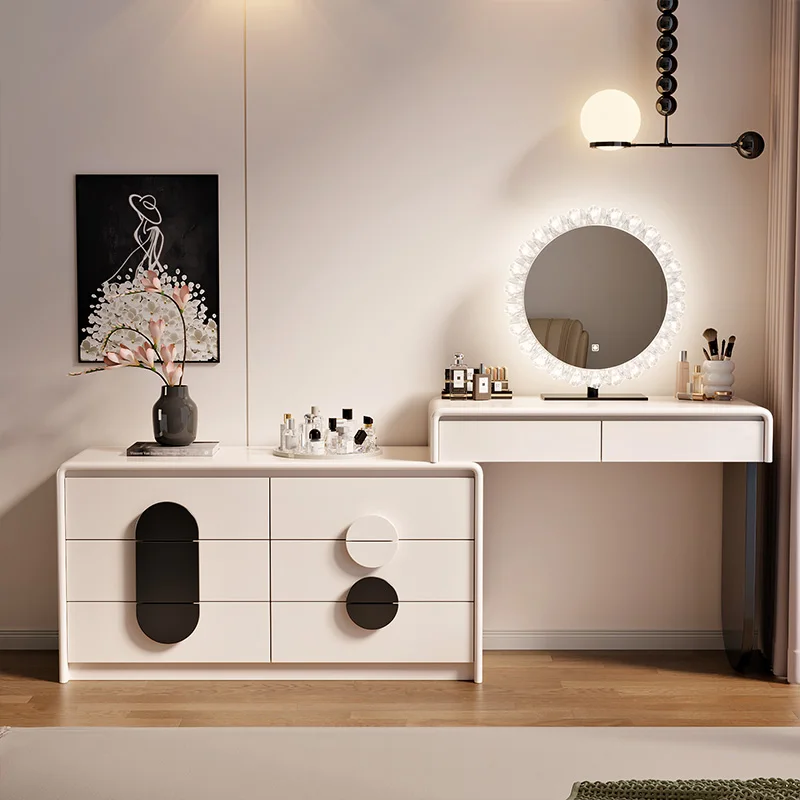 ديكورات كرسي مكتب الغرور مرآة فاخرة صالات كبيرة خزانة الغرور مكتب غرفة نوم أبيض لطيف أثاث Coiffeuse للمنزل #2