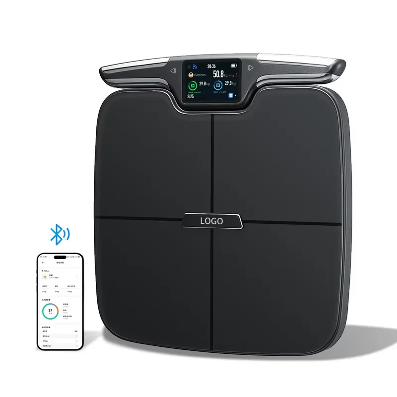 BOLRZO Unique large TFT color display, scale with ITO tempered glass, Bmi Wifi 8-electrode smart scale, body fat analyzer