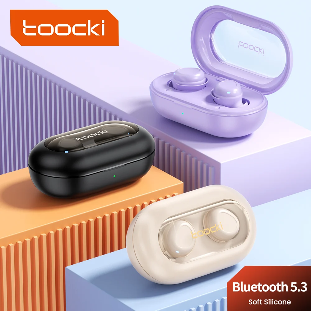Toocki Bluetooth 5.3 Wireless Earphone IPX4 Waterproof Mini ENC Silica Gel Comfort For Sleep Headphones Touch Control Earbuds