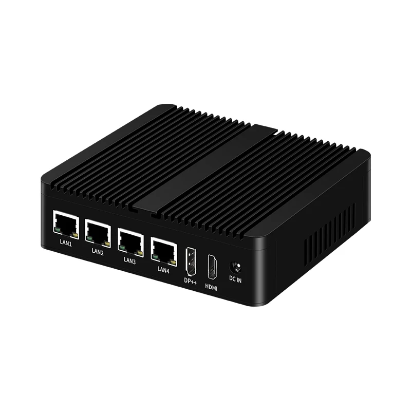 Helorpc 4LAN Industrial Mini PC with Intel 12th Gen N100 with 2xUSB3.0 4xUSB2.0 Support WIN10 LINUX WIFI BT RS232/485 Computer