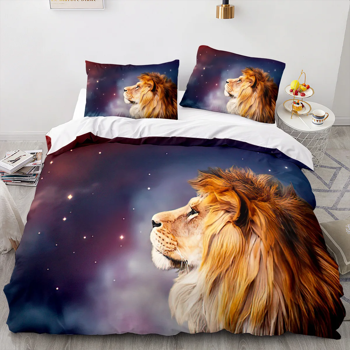 Tier Löwe Bettwäsche Set coole Tier Bettwäsche Wohnkultur Single Double Twin Size für Jungen Mädchen Kinder Erwachsene Löwe Bett bezug Set – Detail 10