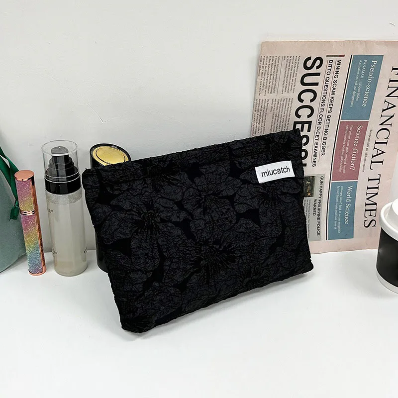 Borsa cosmetica per fiori da viaggio per donna borsa per il trucco con cerniera portatile in tela borse per donna astuccio per matite articoli da